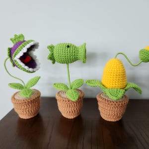 Sparapiselli all&#39;uncinetto, Chompers, Kernel-pult e Girasoli per i fan di Plants vs Zombies, pvz, sparapiselli, fatti a mano, per le feste, per il compleanno, per i bambini, come regalo