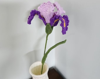 Handmade Crochet Iris Flower: Unique Home Decor, Purple flowers
