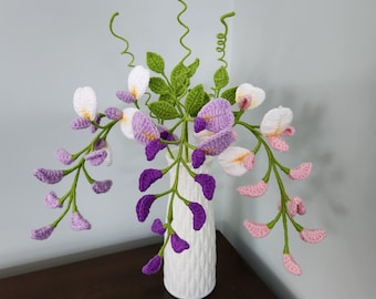 Handmade Crochet Wisteria Stem, Floral Home Decor
