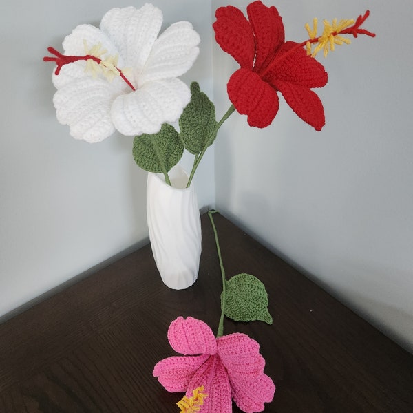 Crochet Hibiscus Flower: Handmade Tropical flowers, Home Decor, big multicolor flowers, Holiday gifts