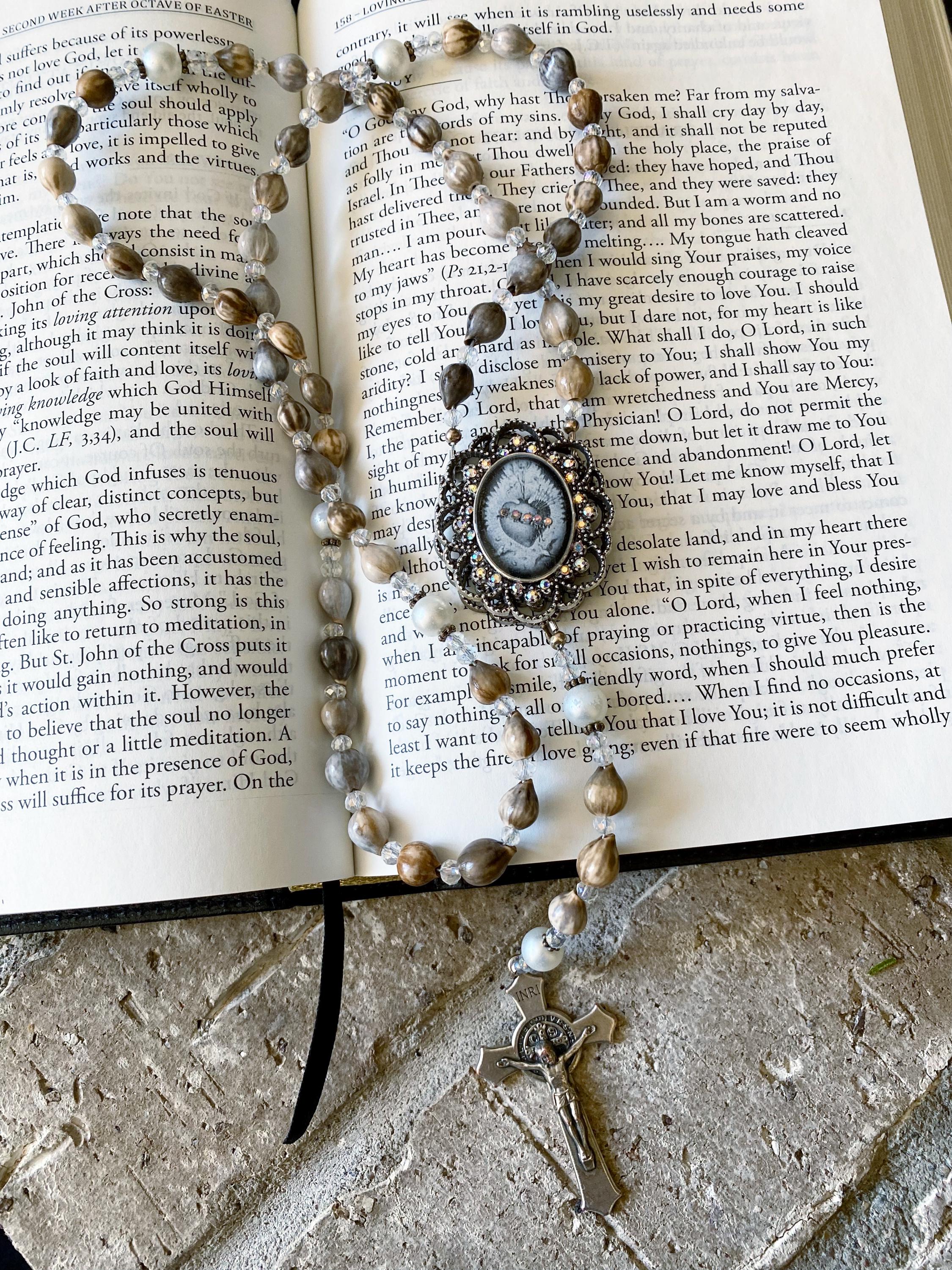 Immaculate Heart of Mary Rosary: Handmade Job's Tears Catholic Gift - Etsy