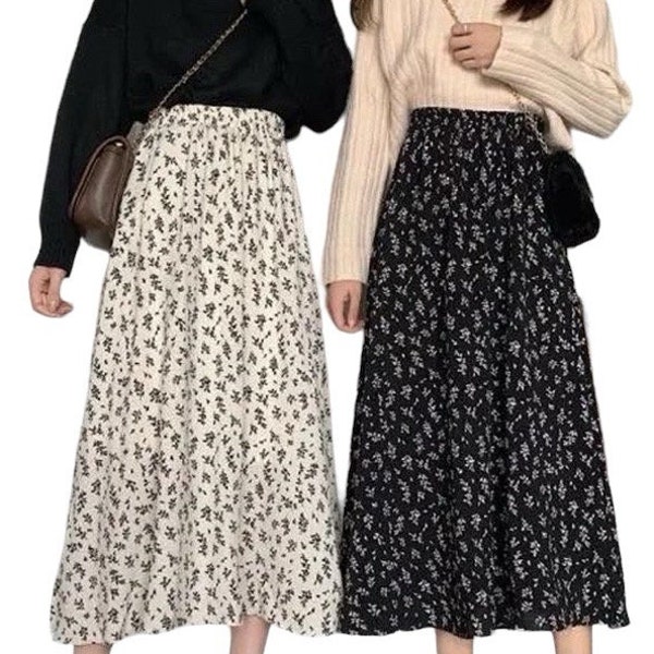 Vintage Long Midi Skirt /Maxi Skirt / Boho Hippie Skirt / Cottagecore Skirt / High Waisted Skirt / Harajuku Skirt / Women's Clothing