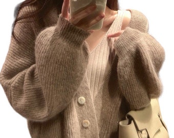 Staple Warm Soft Knit Cozy Comfy Button Cardigan Pockets Retro Vintage Trends Cute Aesthetic Fashion Y2K Style