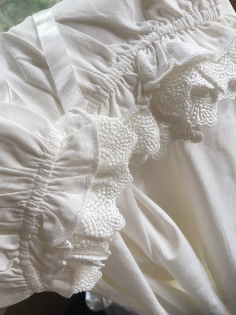 Robe femme Robe vintage Robe blanche chemise de nuit victorienne Robe de nuit Lingerie romantique Vêtements de nuit vintage image 5