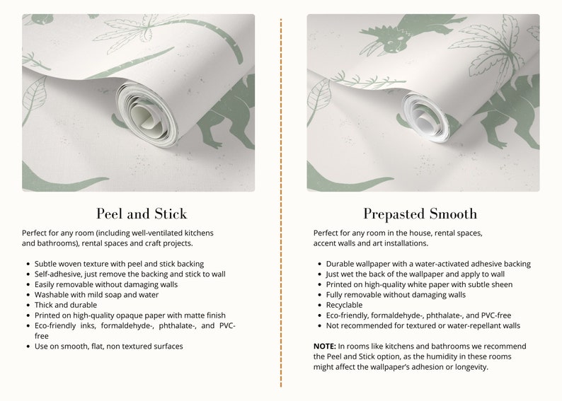 Dinosaur Wallpaper Green Removable Wallpaper Dinos Kids Room Wall Decor