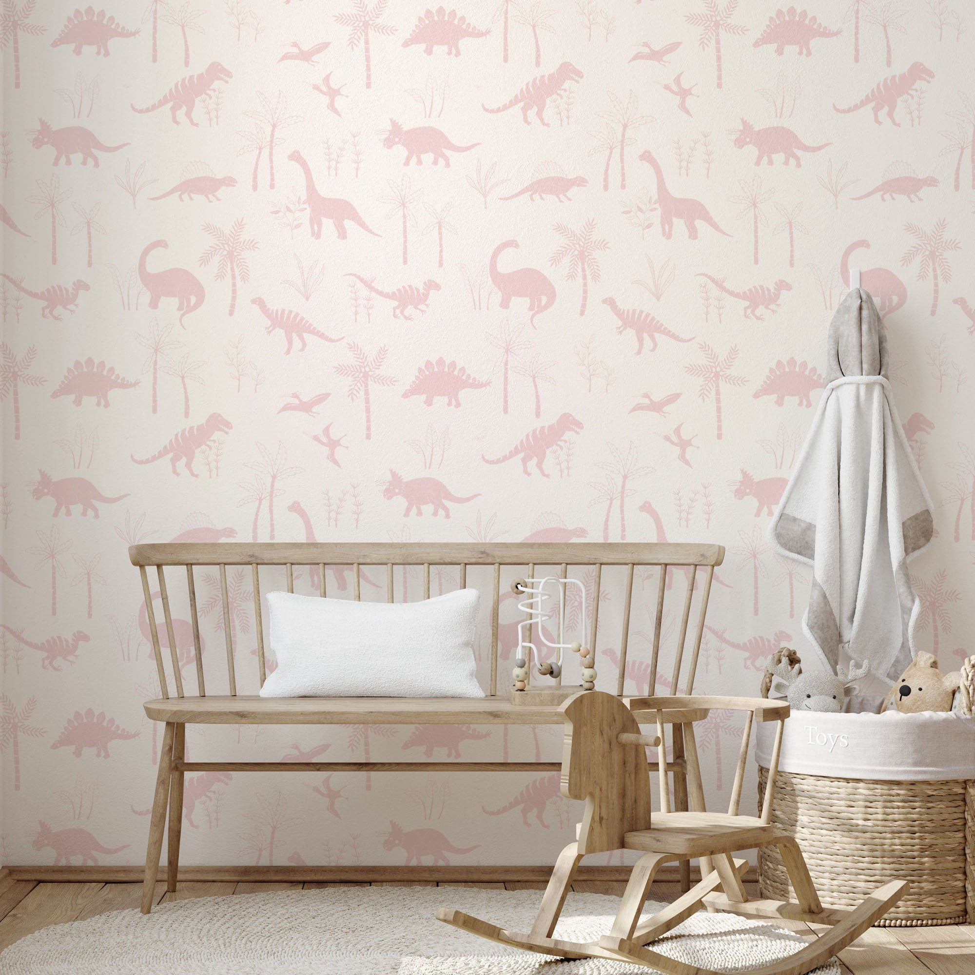 Pink Dinosaur Wallpaper Removable Wall Decor Dinos Kids Room Wallpaper ...