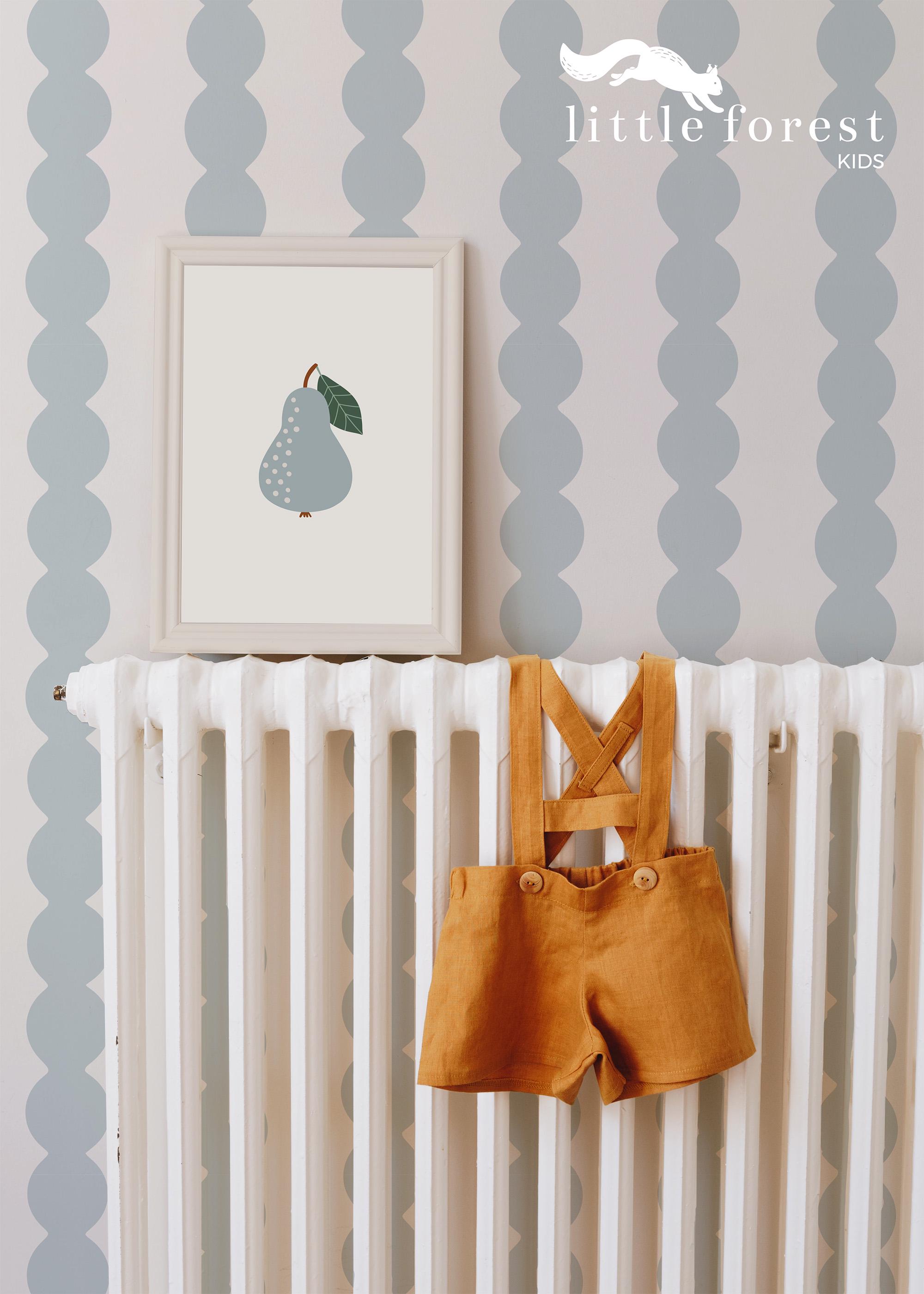 Scallop stripe wallpaper light pastel blue nursery wallpaper, peel and stick wallpaper for boys room minimal kids room wallpaper blue stripe
