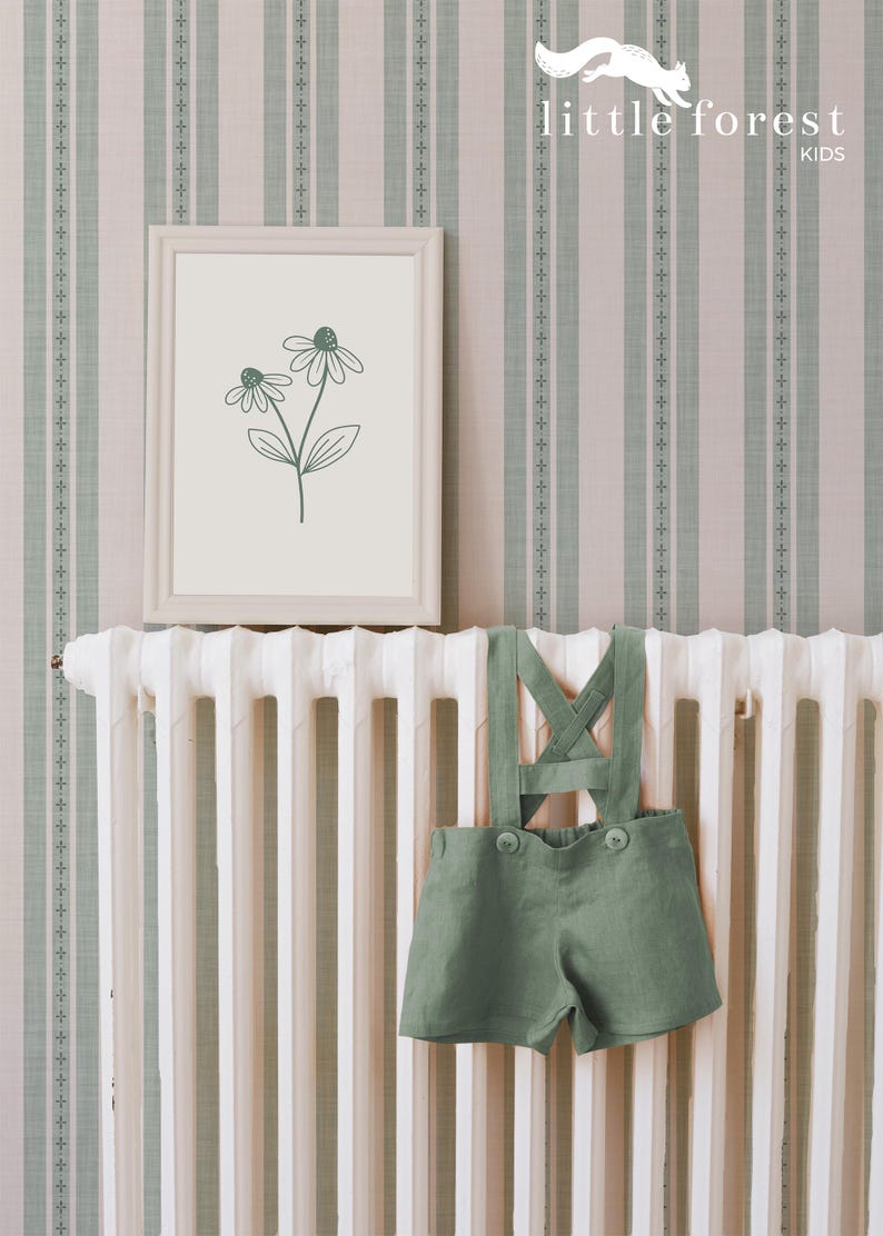 Cottagecore Wallpaper Sage Green Stripes, Light Green Boho Wallpaper ...