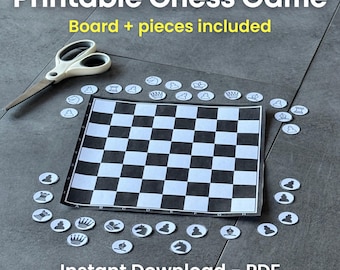 Printable Chess Set | Flat Pieces, Classic Board (PDF Pattern)