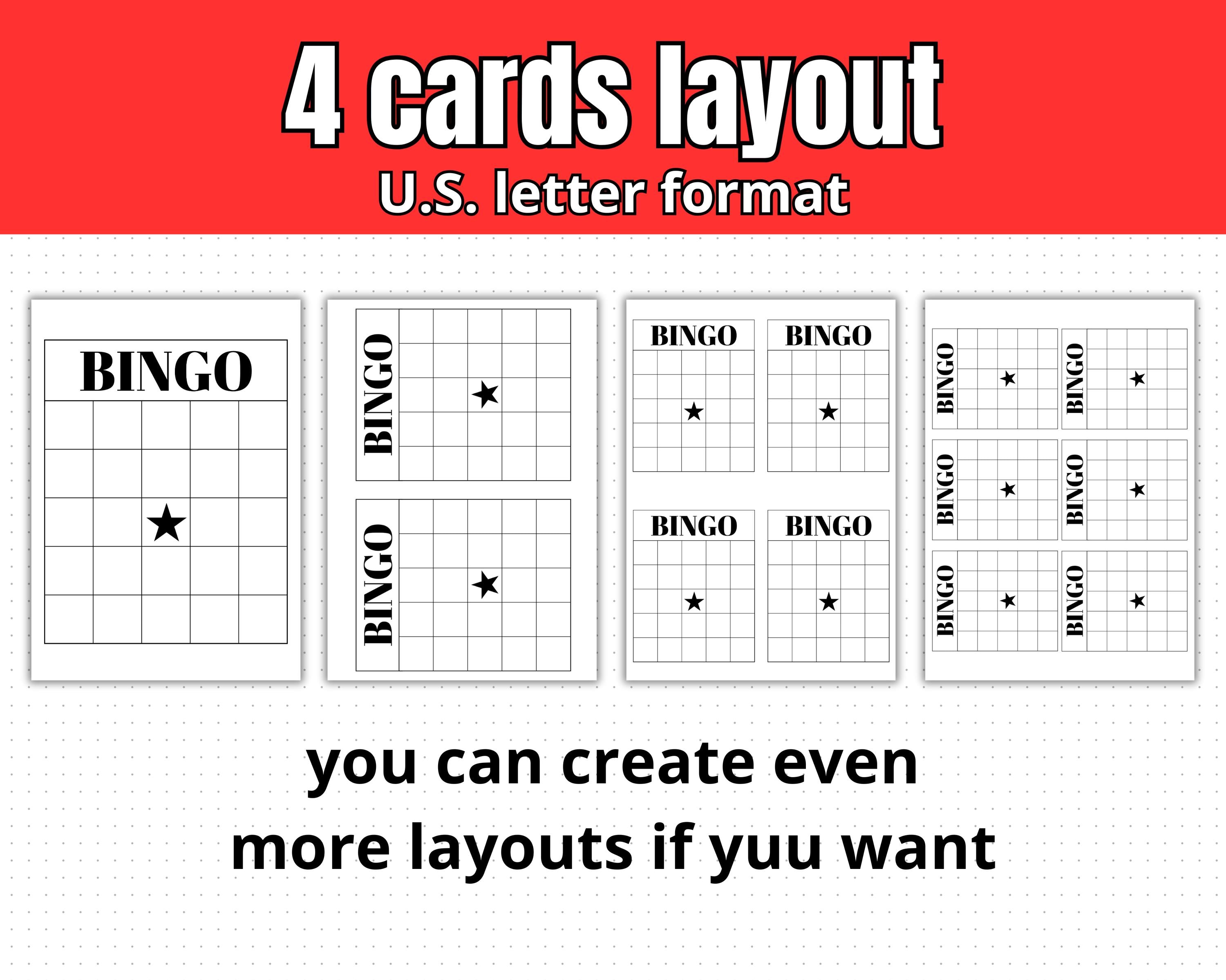 Editable Bingo Template Canva, Custom Bingo Cards 1–75, US Letter ...