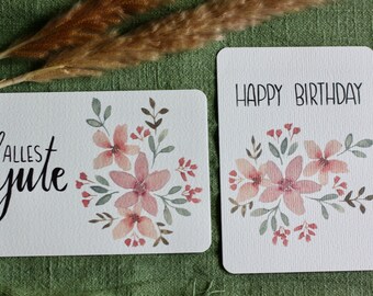 Postkartenset zum Geburtstag, Geburtstagskarten floral