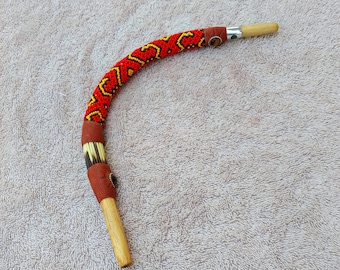 Palo santo tepi with shipibo beads and thorns-assorted colors