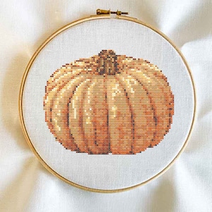 Pumpkin Cross Stitch Template | Autumnal Stitch Kit Wall Art Template | DIY Fall & Autumn Embroidery | Cottagecore Needlework