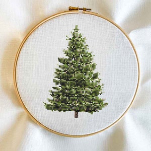 Modello punto croce albero di Natale / kit punto pino modello digitale arte della parete / ricamo invernale natalizio fai da te / ricamo Cottagecore