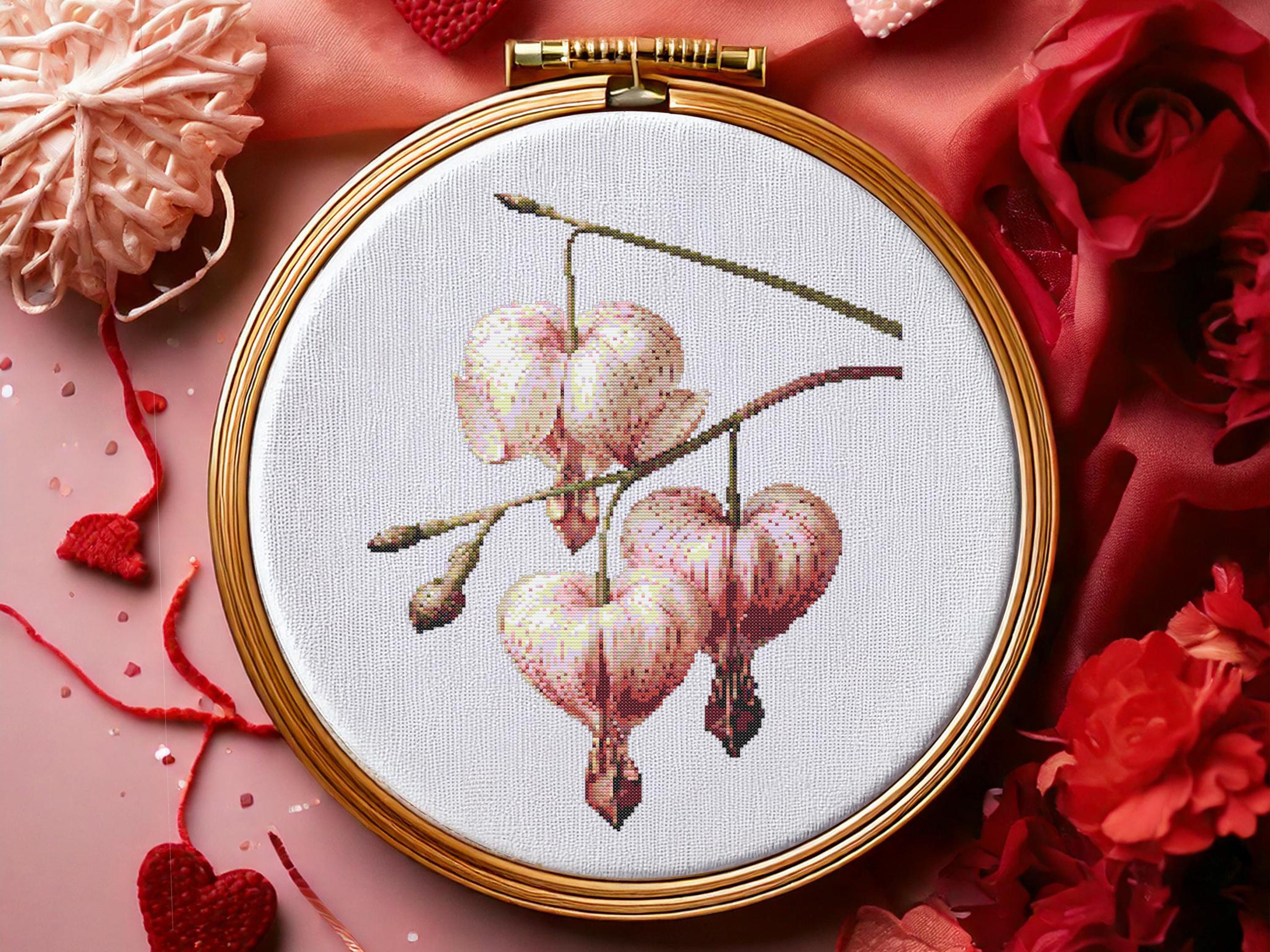 Bleeding Heart Cross Stitch Template Download | Floral Embroidery ...