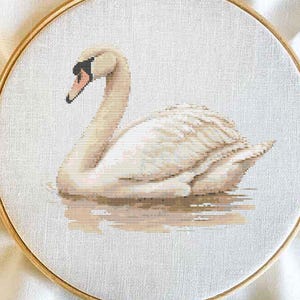 Swan Cross Stitch Pattern | Bird Embroidery Template Download | DIY Swan Swimming Cross Stitch Guide