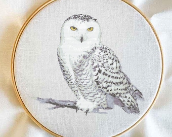 シロフクロウ　リース3点 シロフクロウのクロスステッチテンプレート | シロフクロウの刺繍
