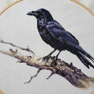 Raven Cross Stitch Pattern | Crow Embroidery (DIY Download)