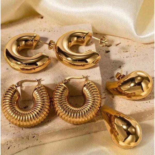 6pcs/Set European And American Style Metal Design Earrings, Four Seasons C Hook Horseshoe Studs Women's Daily Wear