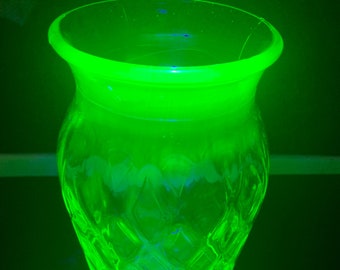 8 inch Hazel Atlas Uranium Vase with Lovely Glow