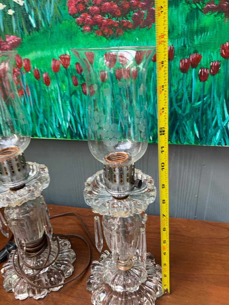 Rare Find 1950's, Crystal and Cut Glass With Etched Shade, Hollywood