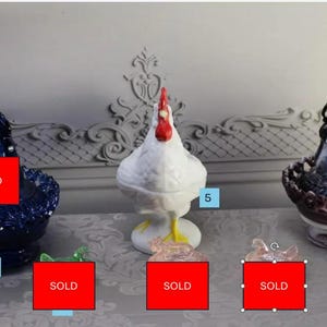 1 left! Choice of Collectable  Roosters, (purple slag and milk glass)Nesting Hens and a Nesting Cow Indian Glass Co and Westmorland Chickens