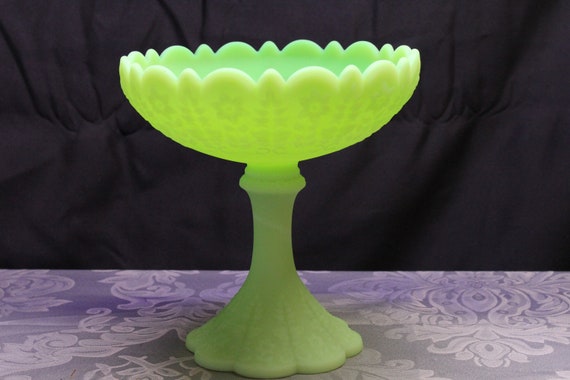 フェントン ウランガラス ディプレッショングラス ボウル カスタード