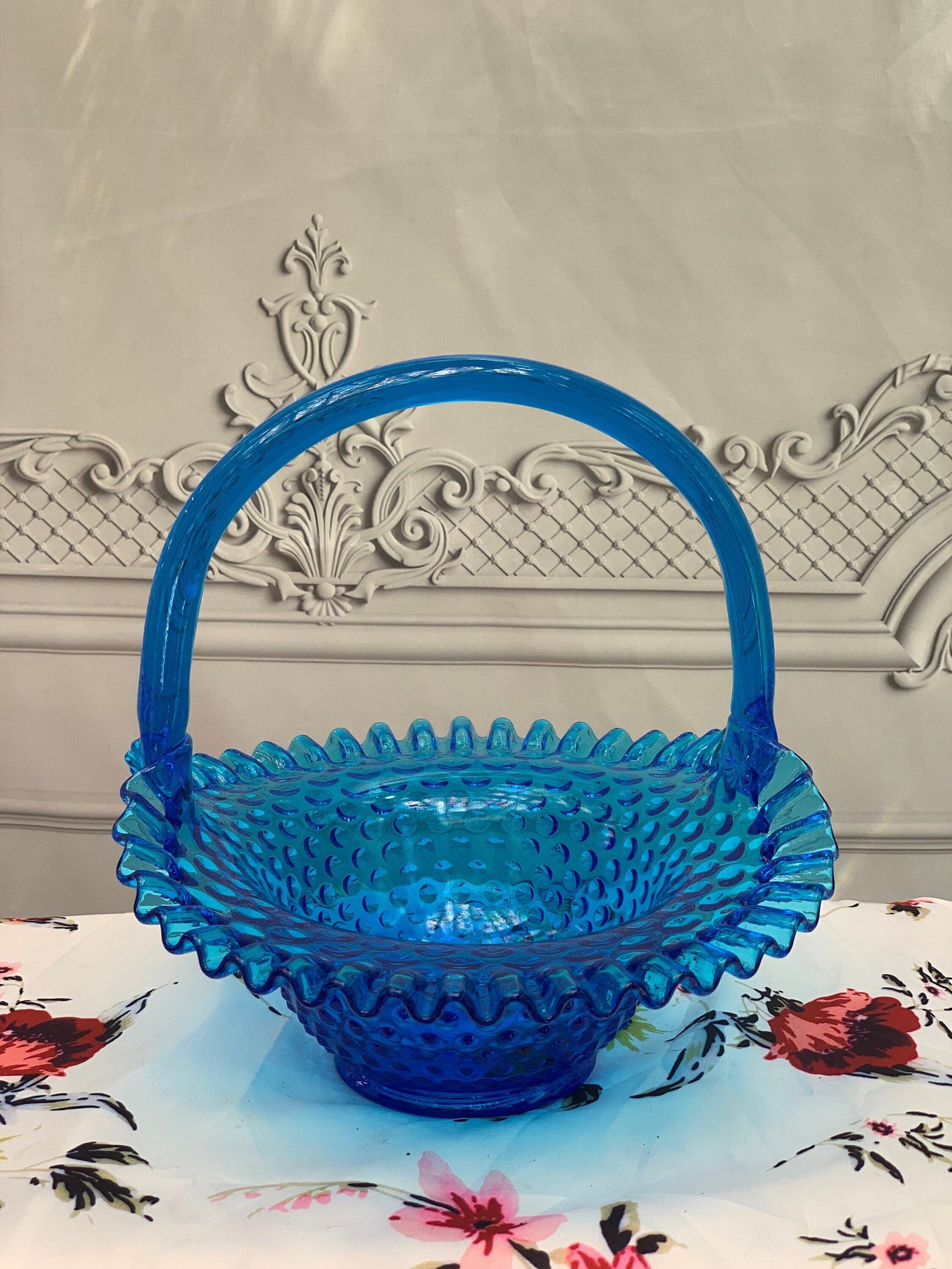 Vintage Fenton Colonial Blue Basket - Etsy