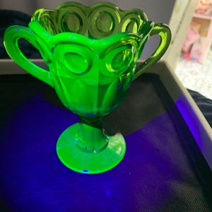 Rare Uranium Footed Cream and Sugar Set