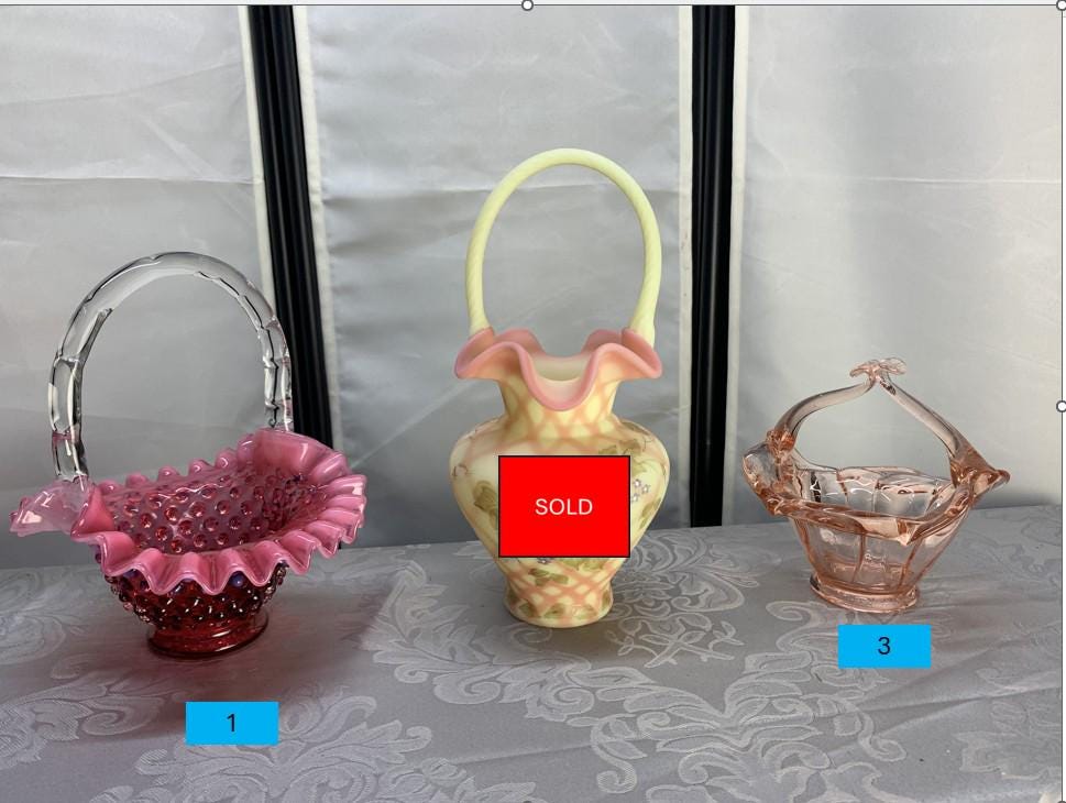 Fenton glass basket - Etsy 日本