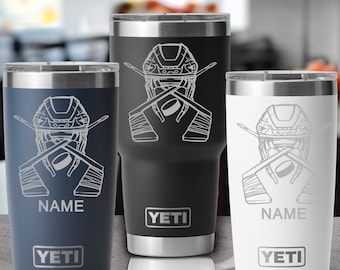 Custom Yeti Tumbler Laser Engraved 20 or 30 oz. or Unbranded 20 oz Tumbler - Personalized laser engraved Hockey Player, Coach Gift