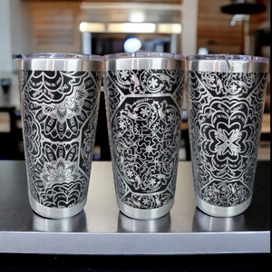 Hidden Swear Word Tumbler - 20 oz - Cuss Word Mandala Tumbler - Laser Engraved humor funny gift