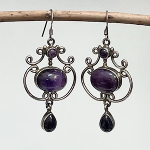 Multi Amethyst  Sterling Chandelier Earrings