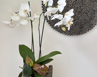 Vaso texturizado Vtg MCM Ikebana com laterais curvas