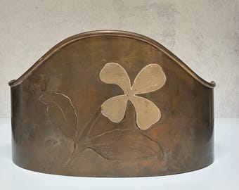 Vintage Artist Signed Mixed Metal Wall Planter