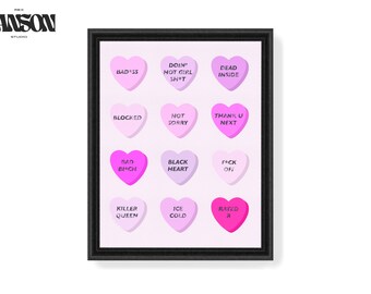 Dirty Candy Hearts Dichos Decoración de pared Día de San Valentín Descarga digital