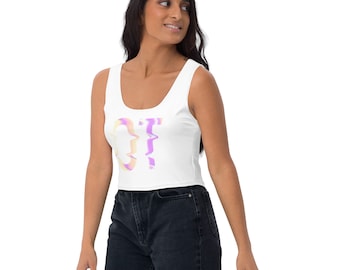 Top corto de terapia ocupacional iridiscente rosa/naranja