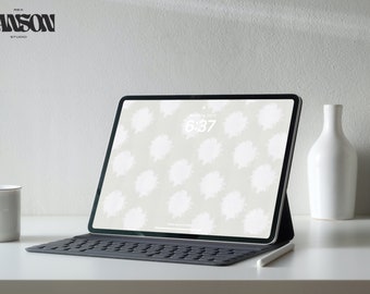 Fondo de pantalla para iPad Fondo neutro con pompones bohemios