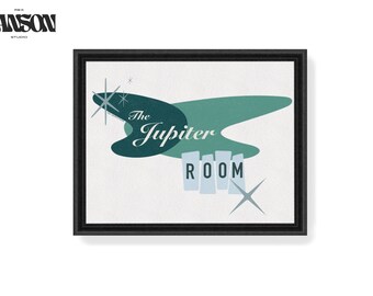 Decoración de pared moderna retro de mediados de siglo La sala Júpiter Descarga digital Verde