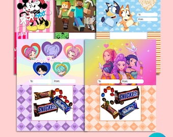 Sjabloon voor 40 jumbo Valentijnscadeaukaarten (21,5 x 28 cm) | Printbare snoepcadeaukaarten | Printbare Valentijnskaarten