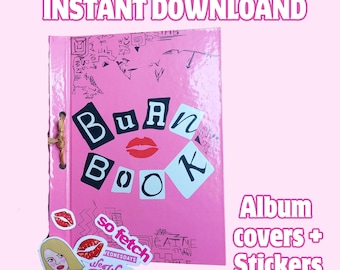 Burn Book Fotoalbum • Afdrukbare omslag + Achterkant • Digitaal plakboek • Mean Girls Y2K Esthetiek + BONUS Stickers
