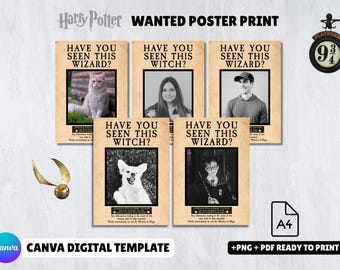 Op maat gemaakte tovenaarsposter | Canva-sjabloon | Gepersonaliseerde verjaardagsdecoratie | Direct downloaden