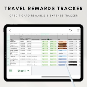 旅行特典追跡テンプレート - クレジットカード経費 - 無料の旅行特典追跡 - 特典ポイント - 5/24 追跡 - ポイントとマイル