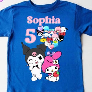 Personalized Cute Catt Birthday shirt, Kawaii Cart Birthday Theme Party, Cute Shirt, Personalized Family Birthday Party, Gifts for Bday KI90