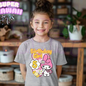Kawaii Kitty Birthday T Shirt, Kawaii Cat Birthday Theme Party Shirt, Personalized Family Shirt, Gift for Girls, Unisex Shirt KIT04