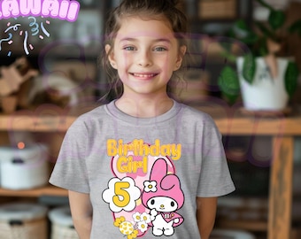 Kawaii Kitty Birthday T Shirt, Kawaii Cat Birthday Theme Party Shirt, Personalized Family Shirt, Gift for Girls, Unisex Shirt KIT04