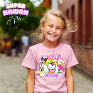 Personalized Cute Catt Birthday Tshirt, Kawaii Cart Birthday Theme Party, Cute Shirt, Personalized Family Birthday Party, Gifts for Birthday
