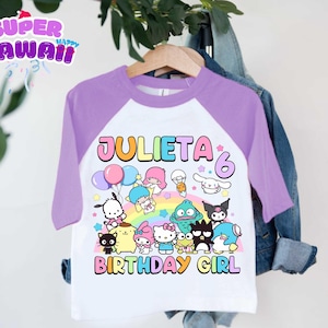 Personalized Cute Catt Birthday Tshirt, Kawaii Cart Birthday Theme Party, Cute Shirt, Personalized Family Birthday Party, Gifts for Birthday