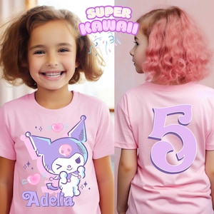 Personalized Cute Catt Birthday Tshirt, Kawaii Cart Birthday Theme Party, Cute Shirt, Personalized Family Birthday Party, Gifts for Birthday
