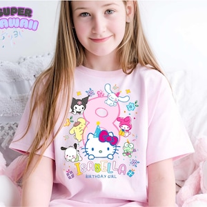 Personalized Cute Catt Birthday Tshirt, Kawaii Cart Birthday Theme Party, Cute Shirt, Personalized Family Birthday Party, Gifts for Birthday